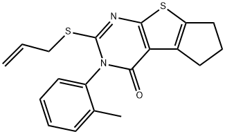 2-(allylsulfanyl)-3-(2-methylphenyl)-3,5,6,7-tetrahydro-4H-cyclopenta[4,5]thieno[2,3-d]pyrimidin-4-one Struktur