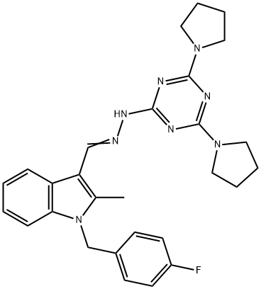 1-(4-fluorobenzyl)-2-methyl-1H-indole-3-carbaldehyde (4,6-dipyrrolidin-1-yl-1,3,5-triazin-2-yl)hydrazone Struktur