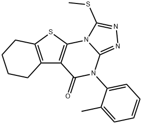 4-(2-methylphenyl)-1-(methylsulfanyl)-6,7,8,9-tetrahydro[1]benzothieno[3,2-e][1,2,4]triazolo[4,3-a]pyrimidin-5(4H)-one Struktur