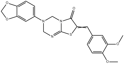 3-(1,3-benzodioxol-5-yl)-7-(3,4-dimethoxybenzylidene)-3,4-dihydro-2H-[1,3]thiazolo[3,2-a][1,3,5]triazin-6(7H)-one Struktur