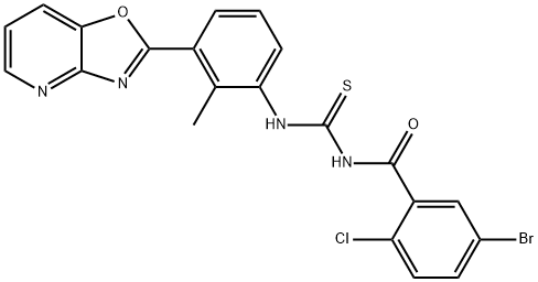 N-(5-bromo-2-chlorobenzoyl)-N'-(2-methyl-3-[1,3]oxazolo[4,5-b]pyridin-2-ylphenyl)thiourea Struktur