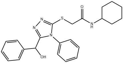 N-cyclohexyl-2-({5-[hydroxy(phenyl)methyl]-4-phenyl-4H-1,2,4-triazol-3-yl}sulfanyl)acetamide Struktur