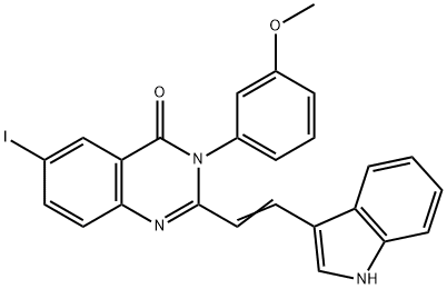 2-[2-(1H-indol-3-yl)vinyl]-6-iodo-3-(3-methoxyphenyl)-4(3H)-quinazolinone Struktur