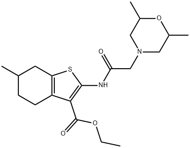 ethyl 2-{[(2,6-dimethyl-4-morpholinyl)acetyl]amino}-6-methyl-4,5,6,7-tetrahydro-1-benzothiophene-3-carboxylate Struktur