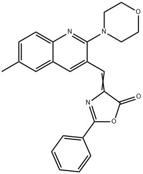 4-[(6-methyl-2-morpholin-4-ylquinolin-3-yl)methylene]-2-phenyl-1,3-oxazol-5(4H)-one Struktur