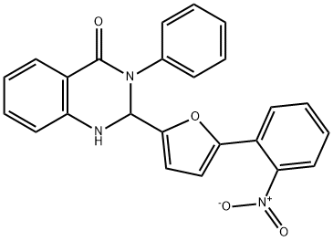 2-(5-{2-nitrophenyl}-2-furyl)-3-phenyl-2,3-dihydro-4(1H)-quinazolinone Struktur