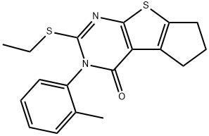 2-(ethylsulfanyl)-3-(2-methylphenyl)-3,5,6,7-tetrahydro-4H-cyclopenta[4,5]thieno[2,3-d]pyrimidin-4-one Struktur