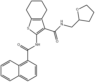 2-(1-naphthoylamino)-N-(tetrahydrofuran-2-ylmethyl)-4,5,6,7-tetrahydro-1-benzothiophene-3-carboxamide Struktur