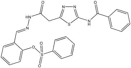 2-(2-{[5-(benzoylamino)-1,3,4-thiadiazol-2-yl]acetyl}carbohydrazonoyl)phenyl benzenesulfonate Struktur