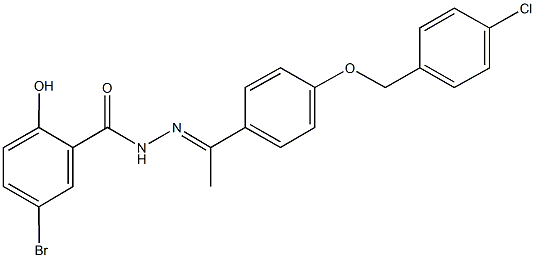 5-bromo-N'-(1-{4-[(4-chlorobenzyl)oxy]phenyl}ethylidene)-2-hydroxybenzohydrazide Struktur