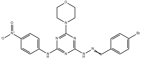 4-bromobenzaldehyde [4-{4-nitroanilino}-6-(4-morpholinyl)-1,3,5-triazin-2-yl]hydrazone Struktur