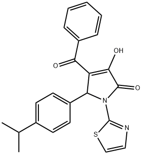 4-benzoyl-3-hydroxy-5-(4-isopropylphenyl)-1-(1,3-thiazol-2-yl)-1,5-dihydro-2H-pyrrol-2-one Struktur