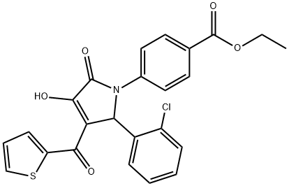 ethyl 4-[2-(2-chlorophenyl)-4-hydroxy-5-oxo-3-(2-thienylcarbonyl)-2,5-dihydro-1H-pyrrol-1-yl]benzoate Struktur