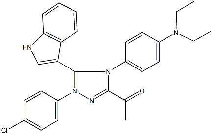 1-[1-(4-chlorophenyl)-4-[4-(diethylamino)phenyl]-5-(1H-indol-3-yl)-4,5-dihydro-1H-1,2,4-triazol-3-yl]ethanone Struktur