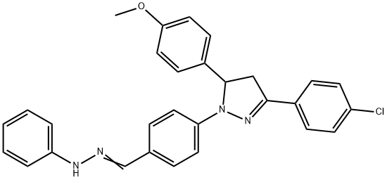 4-[3-(4-chlorophenyl)-5-(4-methoxyphenyl)-4,5-dihydro-1H-pyrazol-1-yl]benzaldehyde phenylhydrazone Struktur