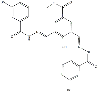 methyl 3,5-bis[2-(3-bromobenzoyl)carbohydrazonoyl]-4-hydroxybenzoate Struktur