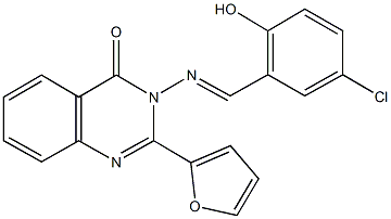 3-[(5-chloro-2-hydroxybenzylidene)amino]-2-(2-furyl)-4(3H)-quinazolinone Struktur