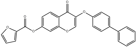 3-([1,1'-biphenyl]-4-yloxy)-4-oxo-4H-chromen-7-yl 2-furoate Struktur