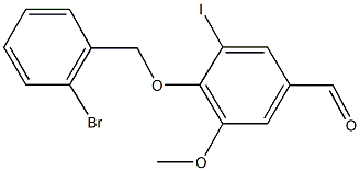 4-[(2-bromobenzyl)oxy]-3-iodo-5-methoxybenzaldehyde Struktur