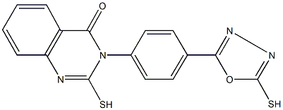 2-mercapto-3-[4-(5-mercapto-1,3,4-oxadiazol-2-yl)phenyl]quinazolin-4(3H)-one Struktur