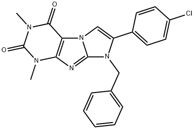 7-(4-chlorophenyl)-1,3-dimethyl-8-(phenylmethyl)-1H-imidazo[2,1-f]purine-2,4(3H,8H)-dione Struktur