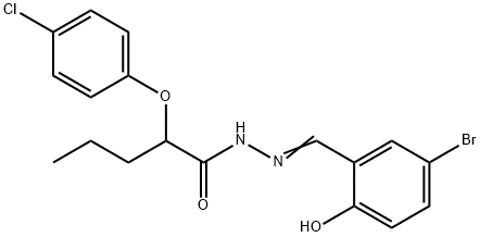 N'-(5-bromo-2-hydroxybenzylidene)-2-(4-chlorophenoxy)pentanohydrazide Struktur