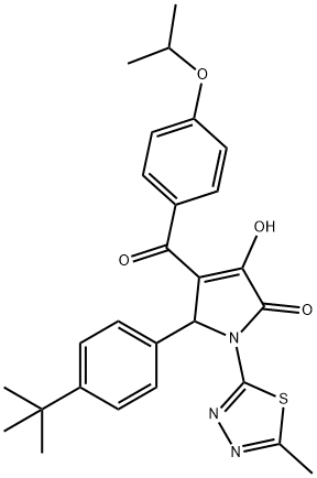 5-(4-tert-butylphenyl)-3-hydroxy-4-(4-isopropoxybenzoyl)-1-(5-methyl-1,3,4-thiadiazol-2-yl)-1,5-dihydro-2H-pyrrol-2-one Struktur