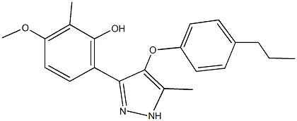 2-methyl-3-(methyloxy)-6-{5-methyl-4-[(4-propylphenyl)oxy]-1H-pyrazol-3-yl}phenol Struktur