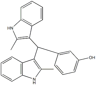 3-[bis(2-methyl-1H-indol-3-yl)methyl]phenol Struktur