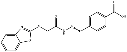 4-{2-[(1,3-benzoxazol-2-ylsulfanyl)acetyl]carbohydrazonoyl}benzoic acid Struktur