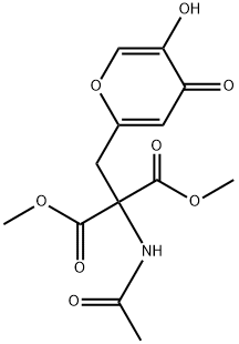 dimethyl 2-(acetylamino)-2-[(5-hydroxy-4-oxo-4H-pyran-2-yl)methyl]malonate Struktur