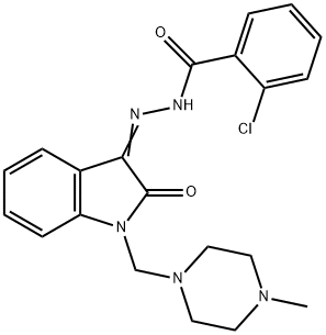 2-chloro-N'-{1-[(4-methyl-1-piperazinyl)methyl]-2-oxo-1,2-dihydro-3H-indol-3-ylidene}benzohydrazide Struktur