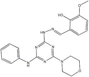 2-hydroxy-3-methoxybenzaldehyde [4-anilino-6-(4-morpholinyl)-1,3,5-triazin-2-yl]hydrazone Struktur