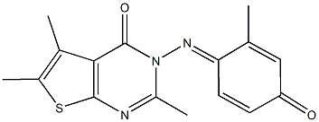 2,5,6-trimethyl-3-[(2-methyl-4-oxo-2,5-cyclohexadien-1-ylidene)amino]thieno[2,3-d]pyrimidin-4(3H)-one Struktur