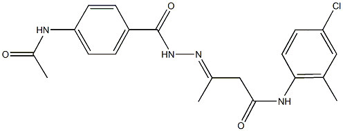 3-{[4-(acetylamino)benzoyl]hydrazono}-N-(4-chloro-2-methylphenyl)butanamide Struktur