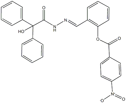 2-{2-[hydroxy(diphenyl)acetyl]carbohydrazonoyl}phenyl 4-nitrobenzoate Struktur