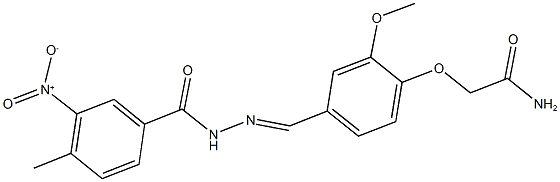 2-[4-(2-{3-nitro-4-methylbenzoyl}carbohydrazonoyl)-2-methoxyphenoxy]acetamide Struktur