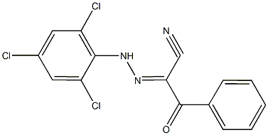 3-oxo-3-phenyl-2-[(2,4,6-trichlorophenyl)hydrazono]propanenitrile Struktur