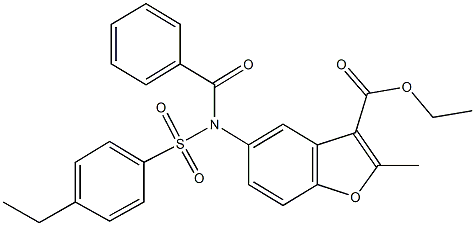 ethyl 5-{benzoyl[(4-ethylphenyl)sulfonyl]amino}-2-methyl-1-benzofuran-3-carboxylate Struktur