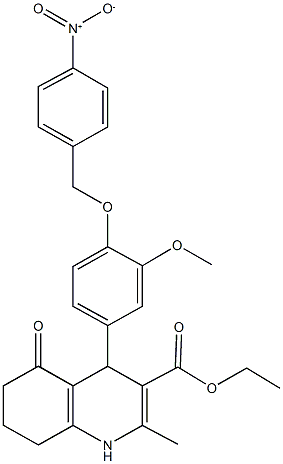 ethyl 4-[4-({4-nitrobenzyl}oxy)-3-methoxyphenyl]-2-methyl-5-oxo-1,4,5,6,7,8-hexahydro-3-quinolinecarboxylate Struktur