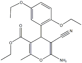 ethyl 6-amino-5-cyano-4-(2,5-diethoxyphenyl)-2-methyl-4H-pyran-3-carboxylate Struktur