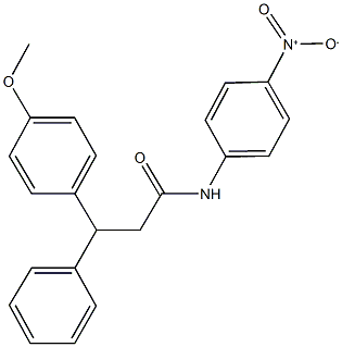 N-{4-nitrophenyl}-3-(4-methoxyphenyl)-3-phenylpropanamide Struktur