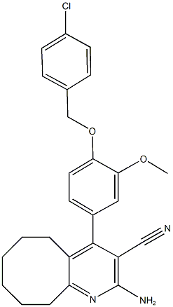 2-amino-4-{4-[(4-chlorobenzyl)oxy]-3-methoxyphenyl}-5,6,7,8,9,10-hexahydrocycloocta[b]pyridine-3-carbonitrile Struktur