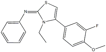 N-(3-ethyl-4-(3-fluoro-4-methoxyphenyl)-1,3-thiazol-2(3H)-ylidene)-N-phenylamine Struktur