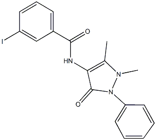 N-(1,5-dimethyl-3-oxo-2-phenyl-2,3-dihydro-1H-pyrazol-4-yl)-3-iodobenzamide Struktur