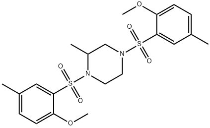 1,4-bis[(2-methoxy-5-methylphenyl)sulfonyl]-2-methylpiperazine Struktur