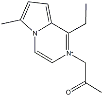 1-ethyl-6-methyl-2-(2-oxopropyl)pyrrolo[1,2-a]pyrazin-2-ium Struktur