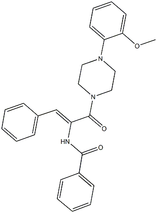 N-(1-{[4-(2-methoxyphenyl)-1-piperazinyl]carbonyl}-2-phenylvinyl)benzamide Struktur