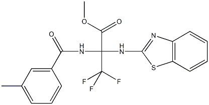 methyl 2-(1,3-benzothiazol-2-ylamino)-3,3,3-trifluoro-2-[(3-methylbenzoyl)amino]propanoate Struktur