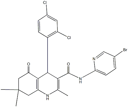 N-(5-bromopyridin-2-yl)-4-(2,4-dichlorophenyl)-2,7,7-trimethyl-5-oxo-1,4,5,6,7,8-hexahydroquinoline-3-carboxamide Struktur